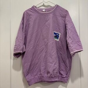 Bye Bye Windsor Castle Purple Crinkle Cotton Short Sleeve Shirt Mens Medium